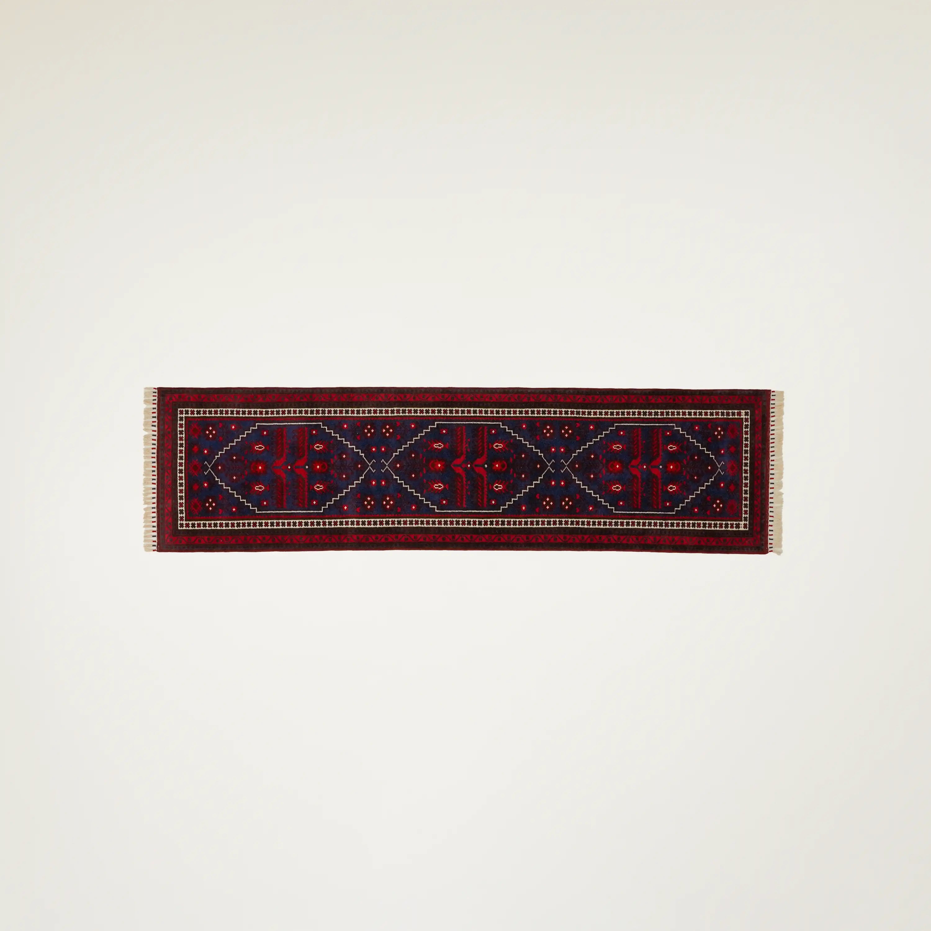 Handwoven Yağcıbedir Patterned Navy Wool Ethnic Rug