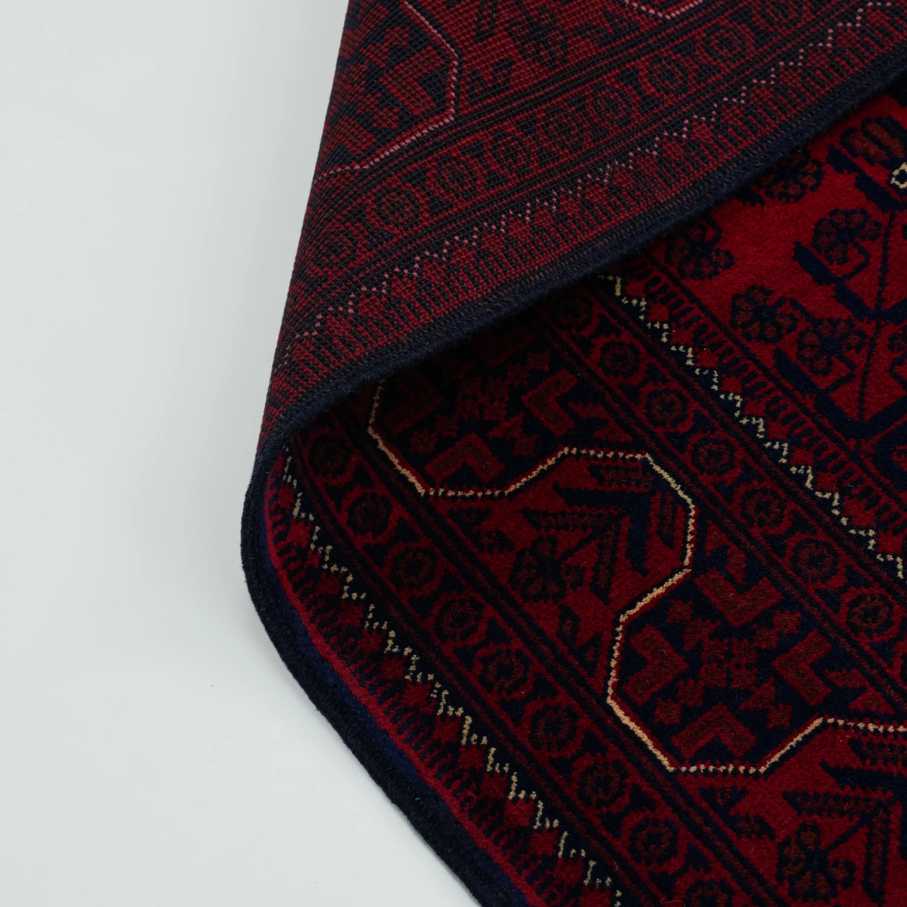 Handwoven Wool Afghan Pattern Burgundy Khamyap Rug