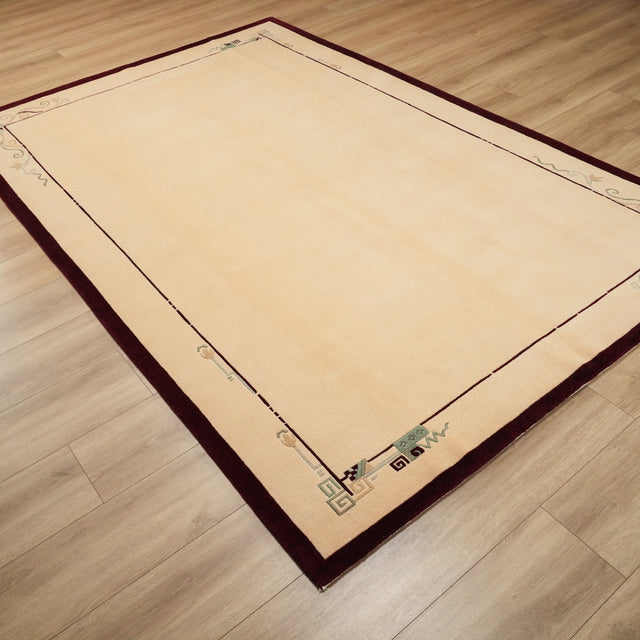 Cream Framed Hand-Knotted Wool Rug, 200×300 cm Halıcızade