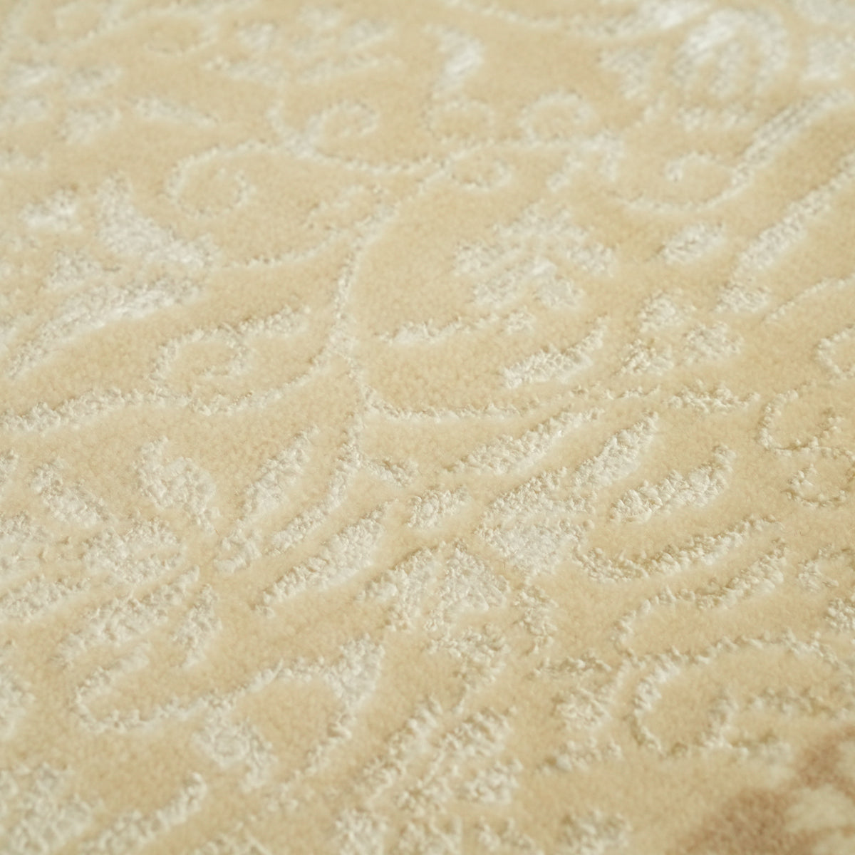 Cream Floral Frame-Pattern Hand-Knotted Wool Rug — living room rug