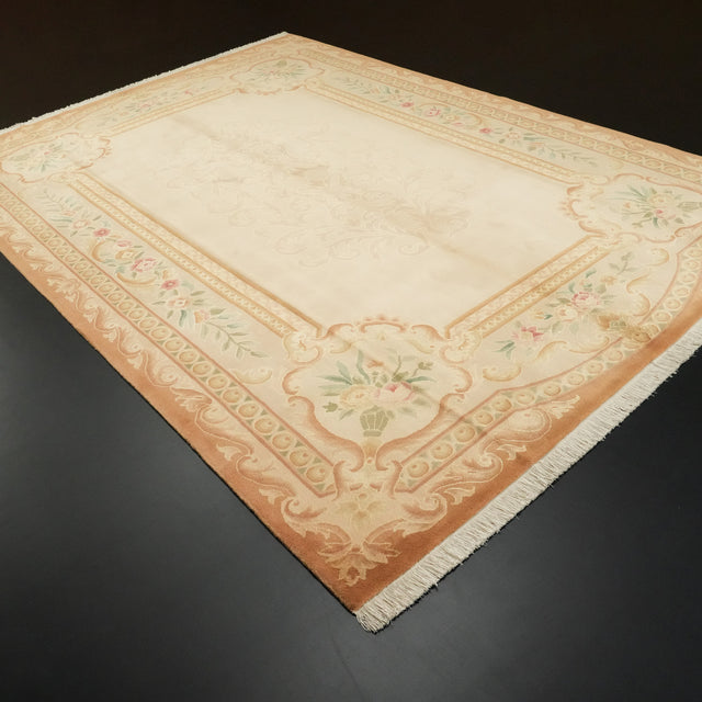 El Dokuma Yün Çerçeve Desenli Vizon Klasik Halı, 243x350 cm — Halıcızade