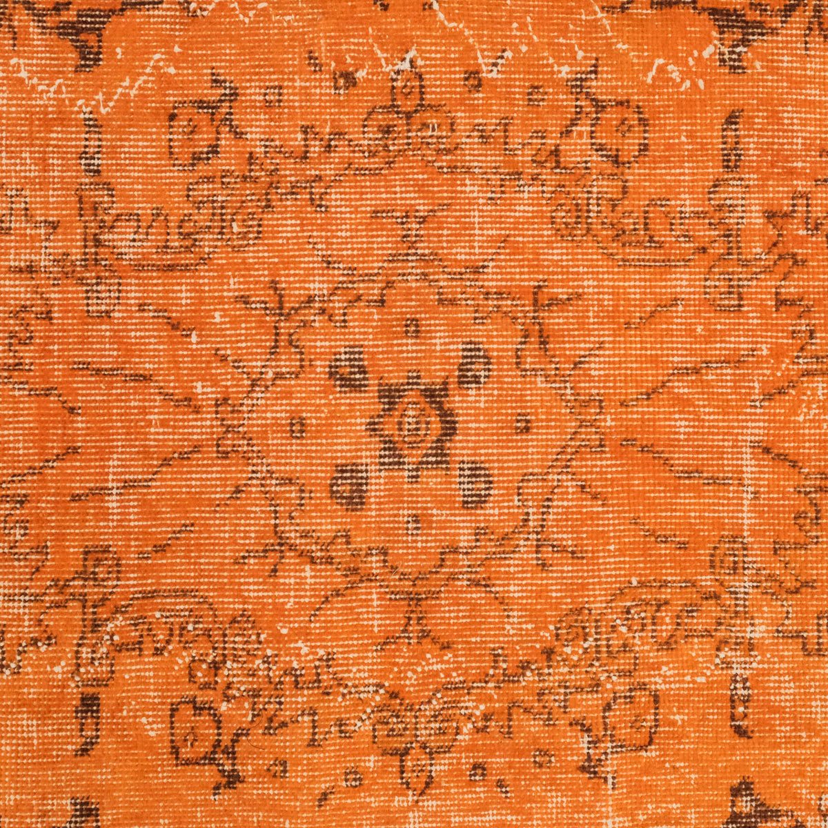El Dokuma Yün Vintage Desenli Turuncu Halı — oturma odası halısı