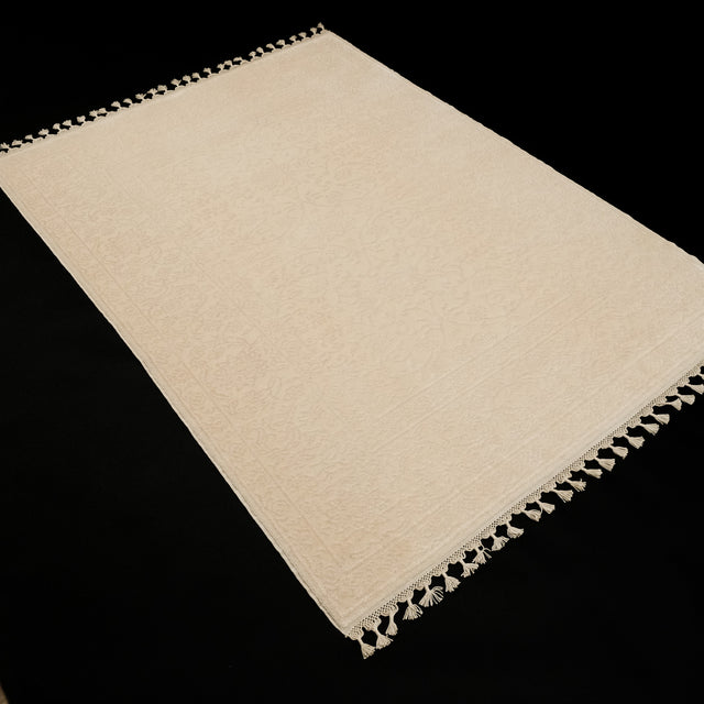 Emirgân Serisi Çiçek Desenli El Dokuma Krem Halı, 129x183 cm — Halıcızade