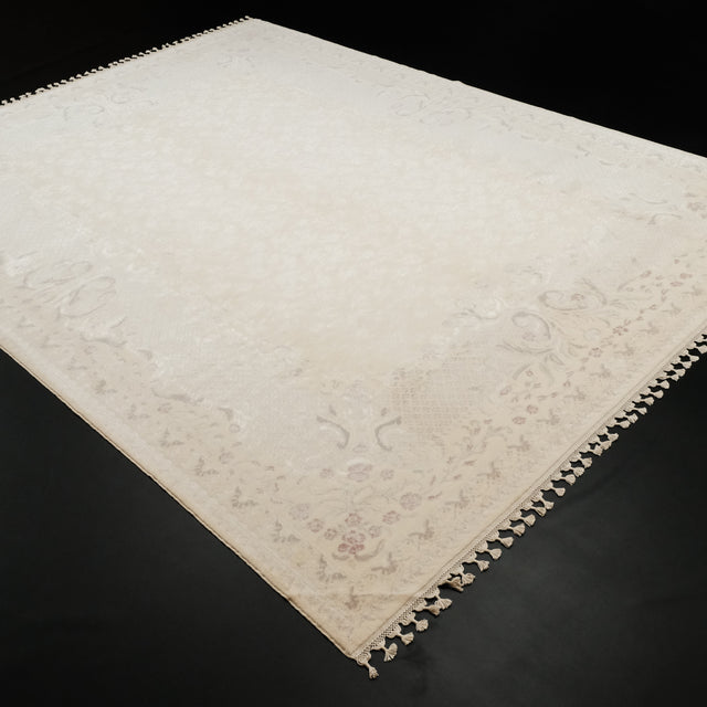 Emirgan Serisi El Dokuma Çiçek Desenli Krem Halı, 242x324 cm — Halıcızade