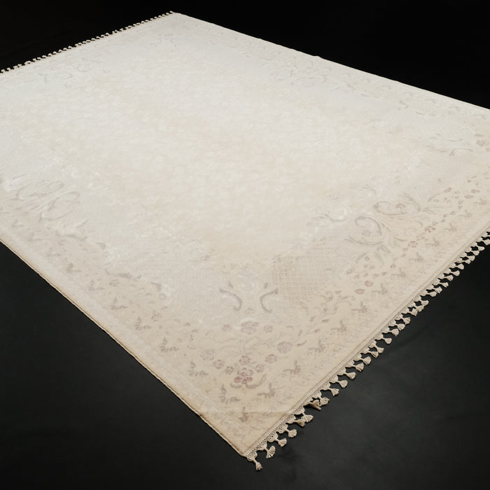 Emirgan Serisi El Dokuma Çiçek Desenli Krem Halı, 242x324 cm — Halıcızade