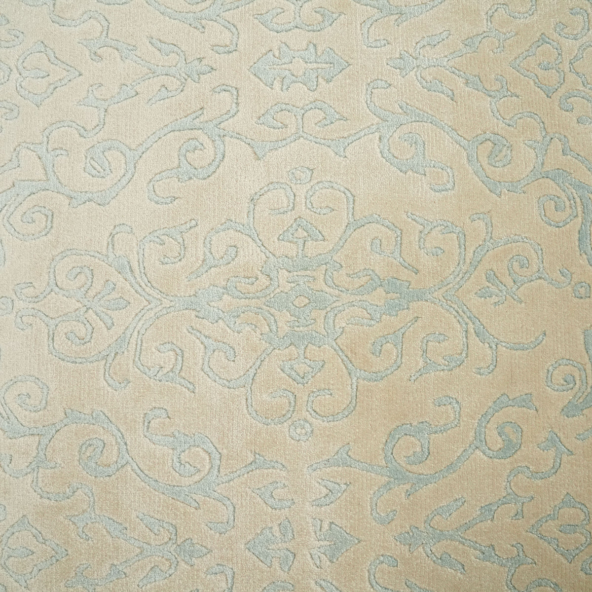 Ferforje Serisi El Dokuma Vintage Desenli Krem Mavi Halı