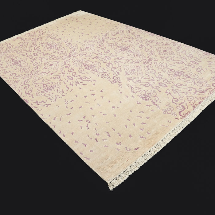 Ferforje Serisi El Dokuma Vintage Desenli Krem Mor Halı, 90x150 – 200x300 cm — Halıcızade