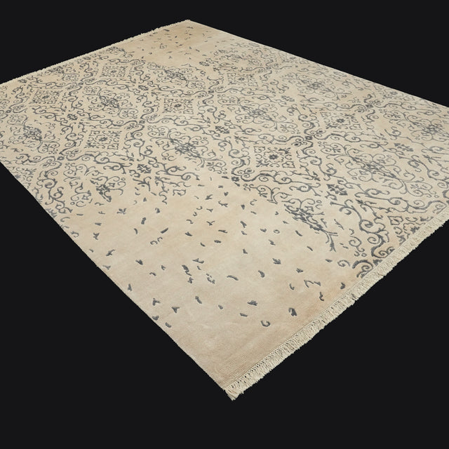Ferforje Serisi El Dokuma Vintage Desenli Krem Pamuk Halı, 90x150 – 270x360 cm — Halıcızade