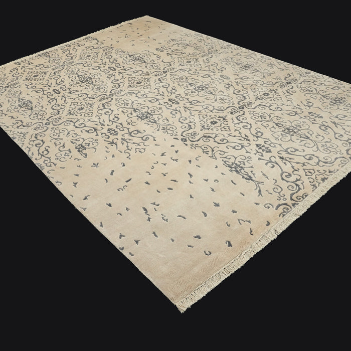 Ferforje Serisi El Dokuma Vintage Desenli Krem Pamuk Halı, 90x150 – 270x360 cm — Halıcızade