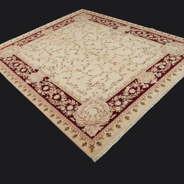Feshane Serisi El Dokuma Çerçeve Desenli Krem Halı, 251x291 cm — Halıcızade