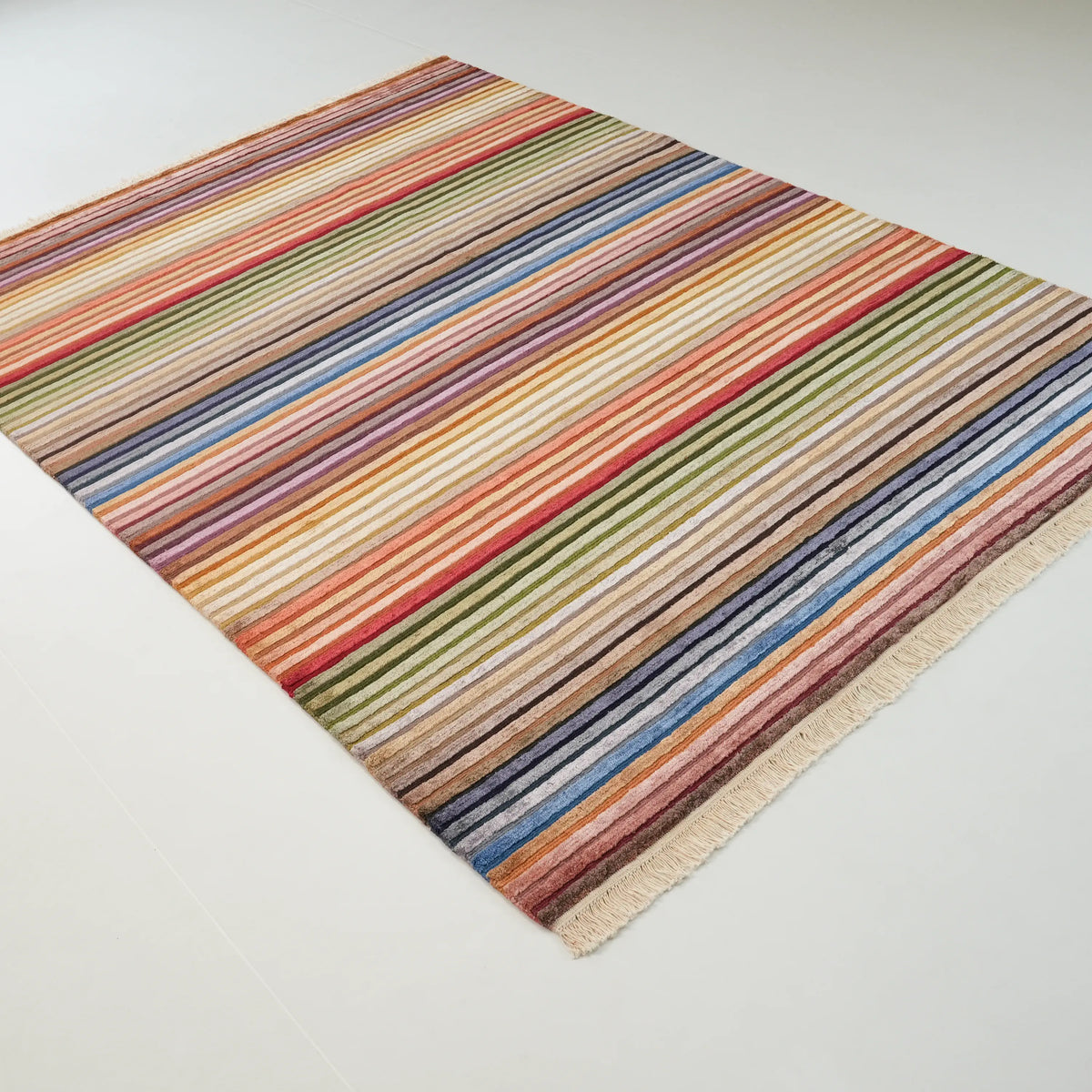 Festival Serisi Çizgi Desenli Rengarenk Bambu Halı, 170x240 – 200x300 cm — Halıcızade