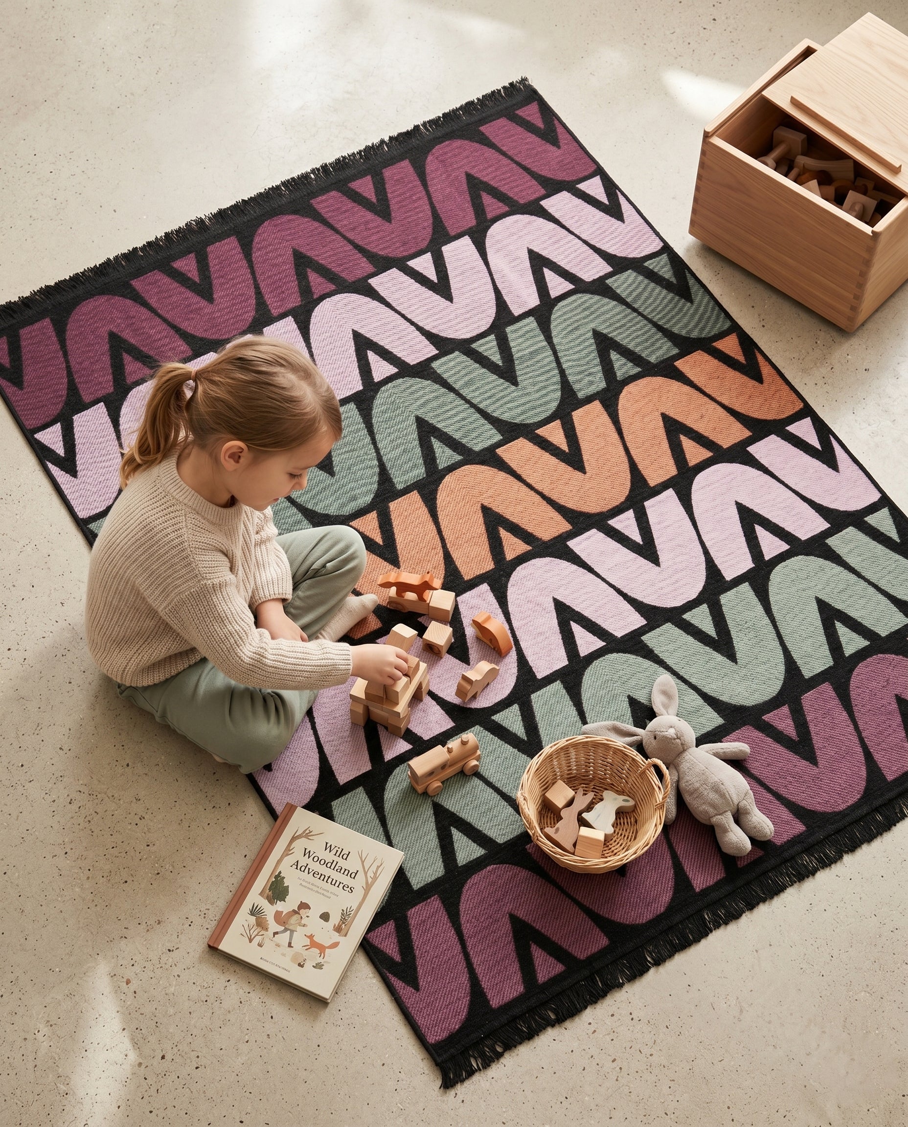 Flipped çift taraflı renkli pamuk kilim, makinede yıkanabilir modern dokuma kilim