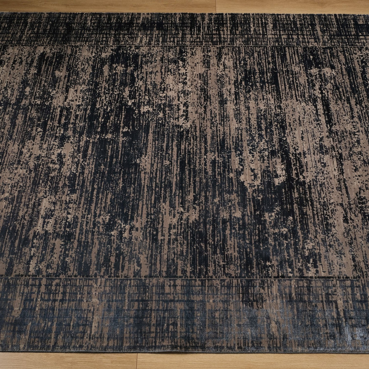Fresco Dyed Serisi Makine Dokuma Çerçeve Desenli Lacivert Halı — salon halısı