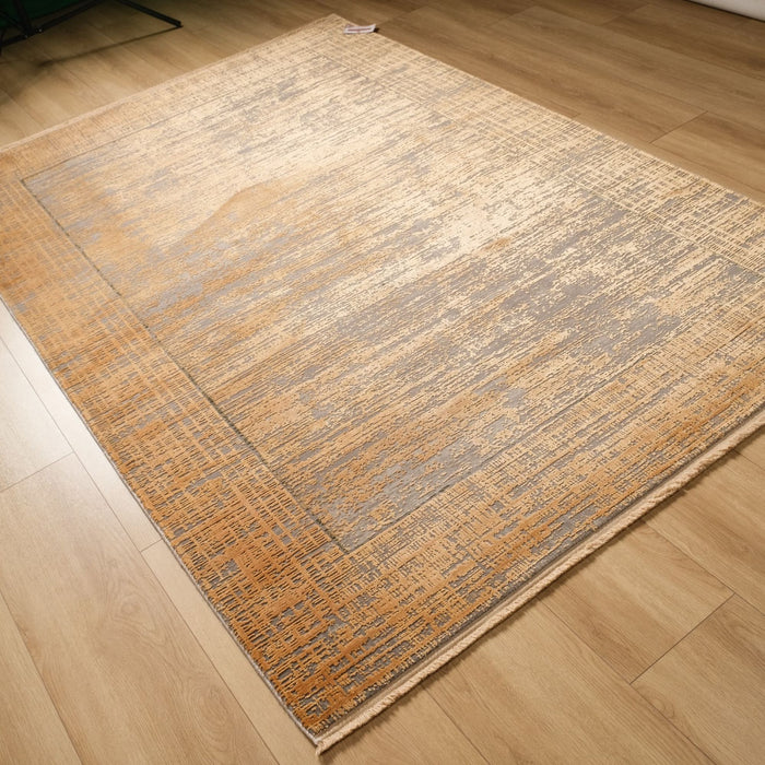 Fresco Dyed Serisi Makine Dokuma Çerçeve Desenli Sarı Halı, 80x150 – 240x340 cm — Halıcızade