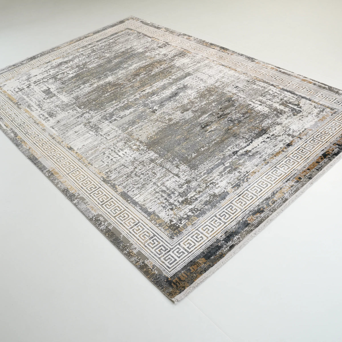 Fresco Serisi Makine Dokuma Çerçeve Desenli Gri Halı, 80x150 – 300x400 cm — Halıcızade