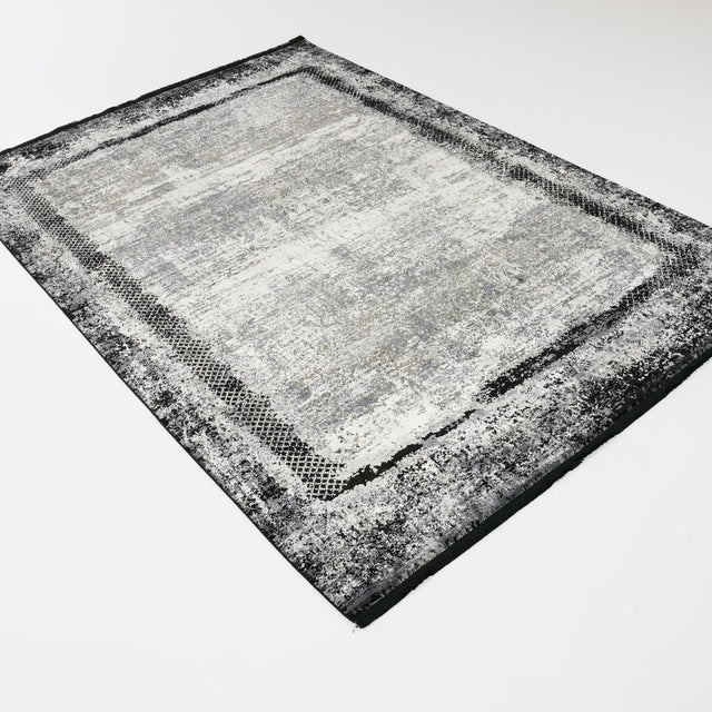 Lapis Serisi Makine Dokuma Çerçeve Desenli Siyah Halı, 80x150 – 240x340 cm — Halıcızade