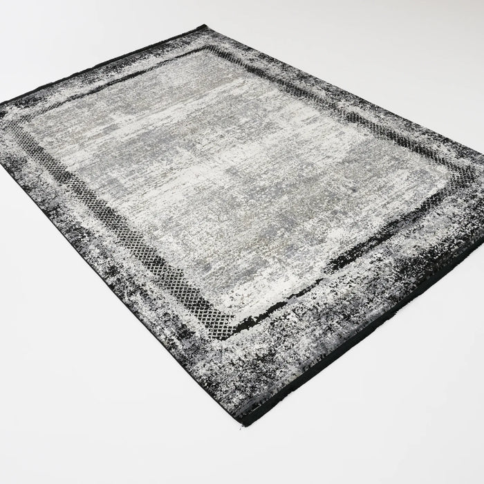 Lapis Serisi Makine Dokuma Çerçeve Desenli Siyah Halı, 80x150 – 240x340 cm — Halıcızade