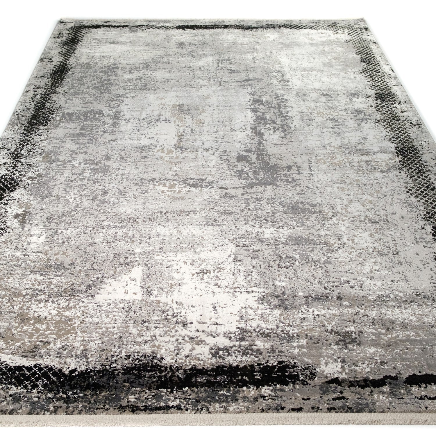 Fresco Serisi Makine Dokuma Soyut Desenli Gri Akrilik Halı — 160x230 cm