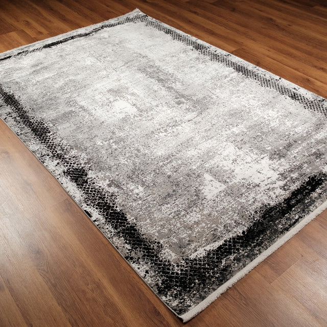 Fresco Serisi Makine Dokuma Soyut Desenli Gri Akrilik Halı, 160x230 cm — Halıcızade
