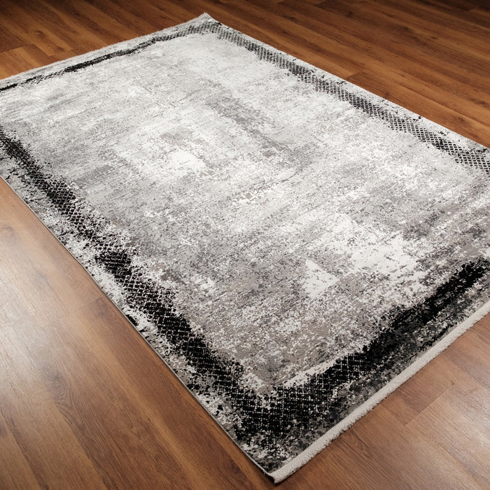 Fresco Serisi Makine Dokuma Soyut Desenli Gri Akrilik Halı, 160x230 cm — Halıcızade