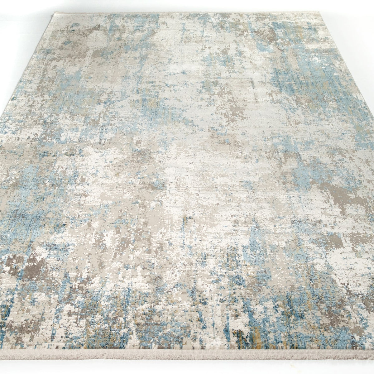 Fresco Serisi Makine Dokuma Soyut Desenli Mavi Viskon Halı — 200x290 cm