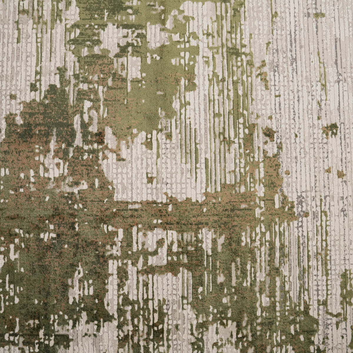 Green Abstract Machine-Woven Rug, Fresco Series — modern design