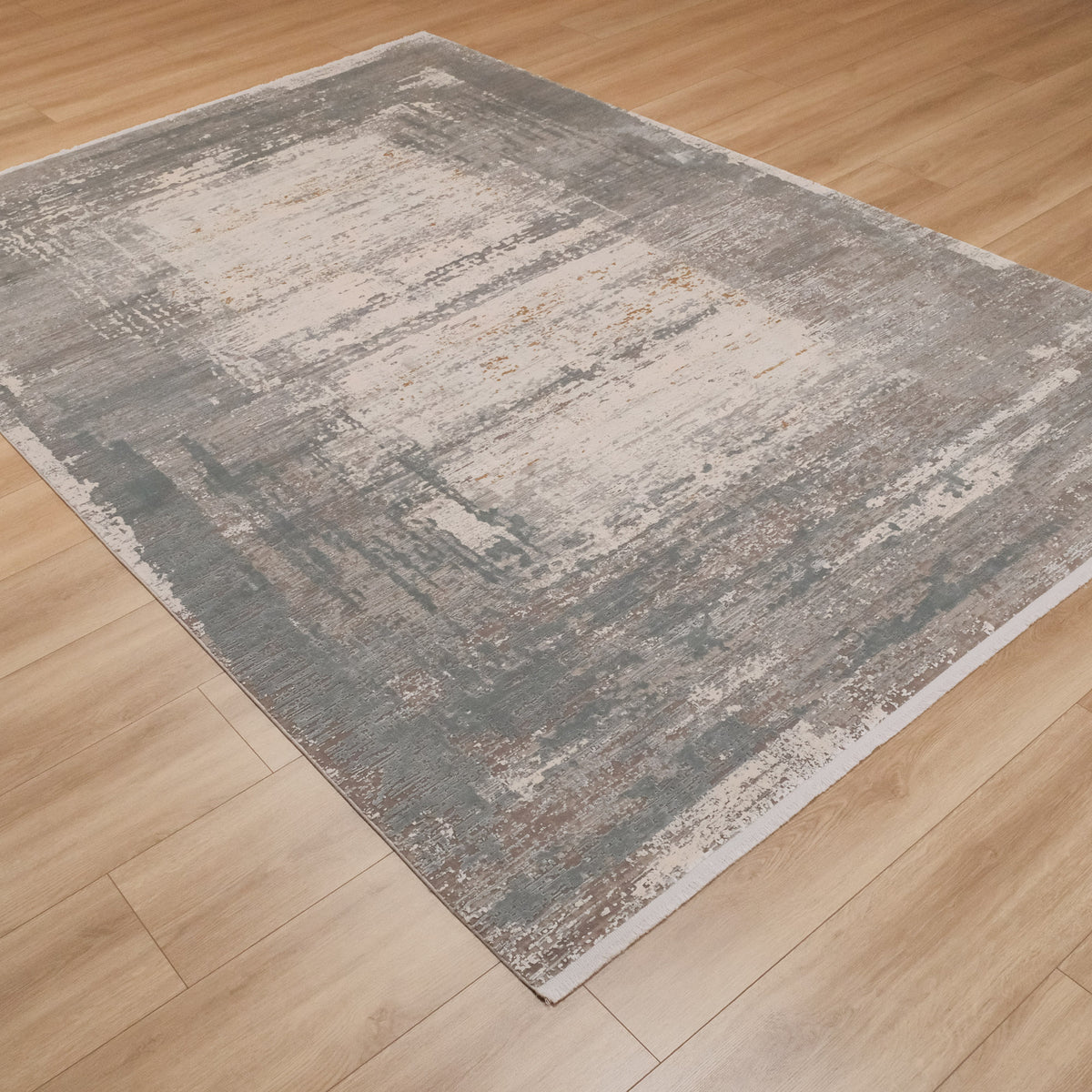 Fresco Serisi Soyut Desenli Viskon Gri Halı, 160x230 – 200x290 cm — Halıcızade