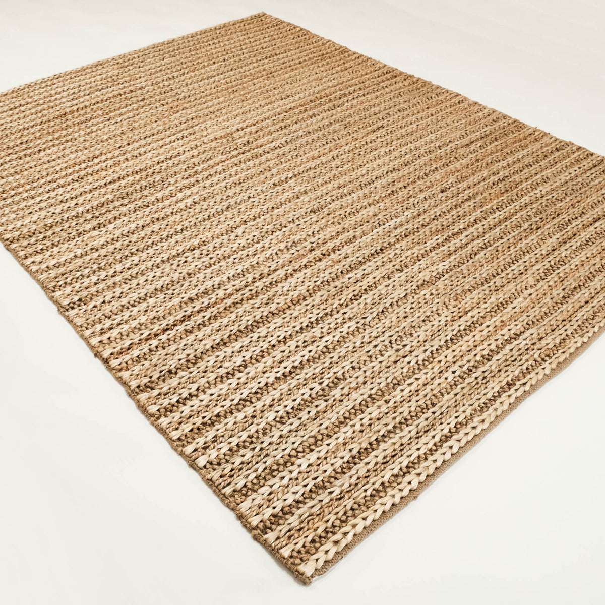 Fuji Serisi Çizgi Desenli El Dokuma Hasır Jüt Halı, kahverengi, 80x300 – 170x240 cm — Halıcızade