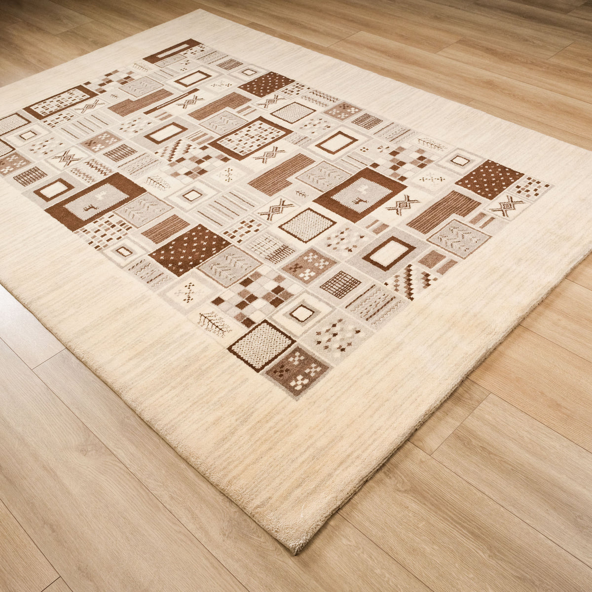 Geometrik Desenli El Dokuma Halı, kahverengi, 175x242 cm — Halıcızade