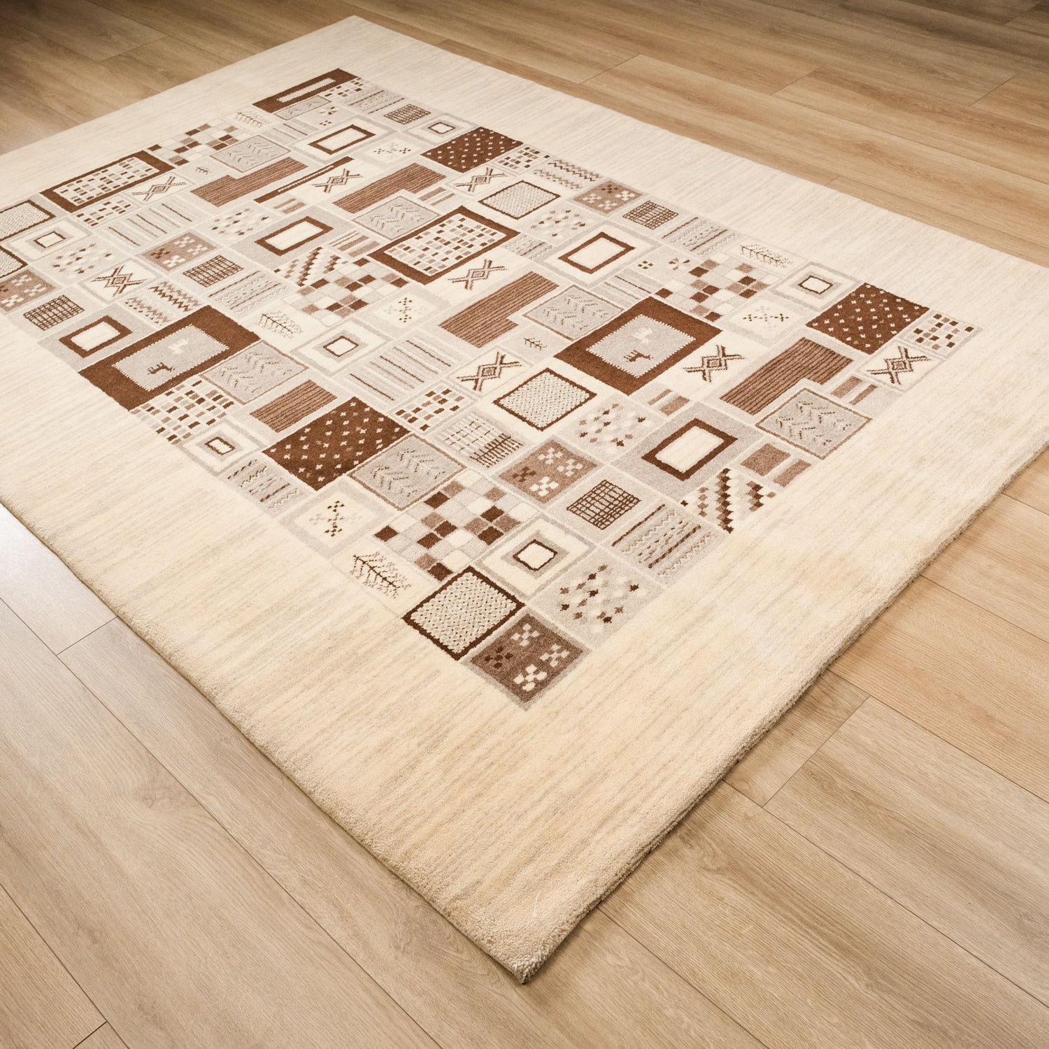 Geometrik Desenli El Dokuma Halı, kahverengi, 175x242 cm — Halıcızade