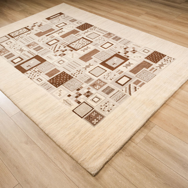 Geometrik Desenli El Dokuma Halı, kahverengi, 175x242 cm — Halıcızade