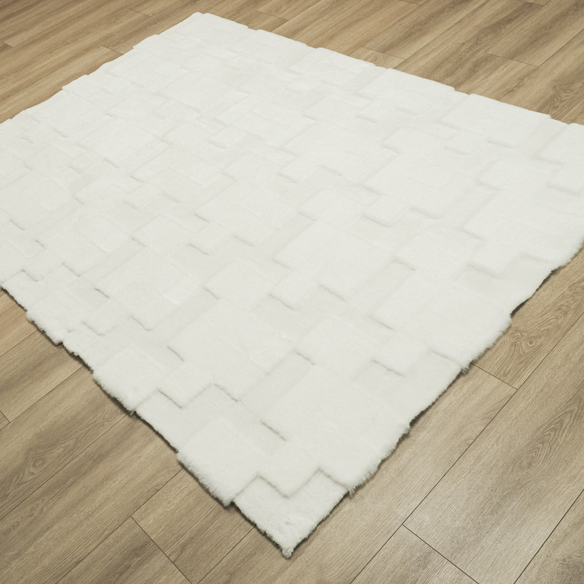 Geometrik Desenli Peluş Post Halı, beyaz, 90x150 – 160x230 cm — Halıcızade