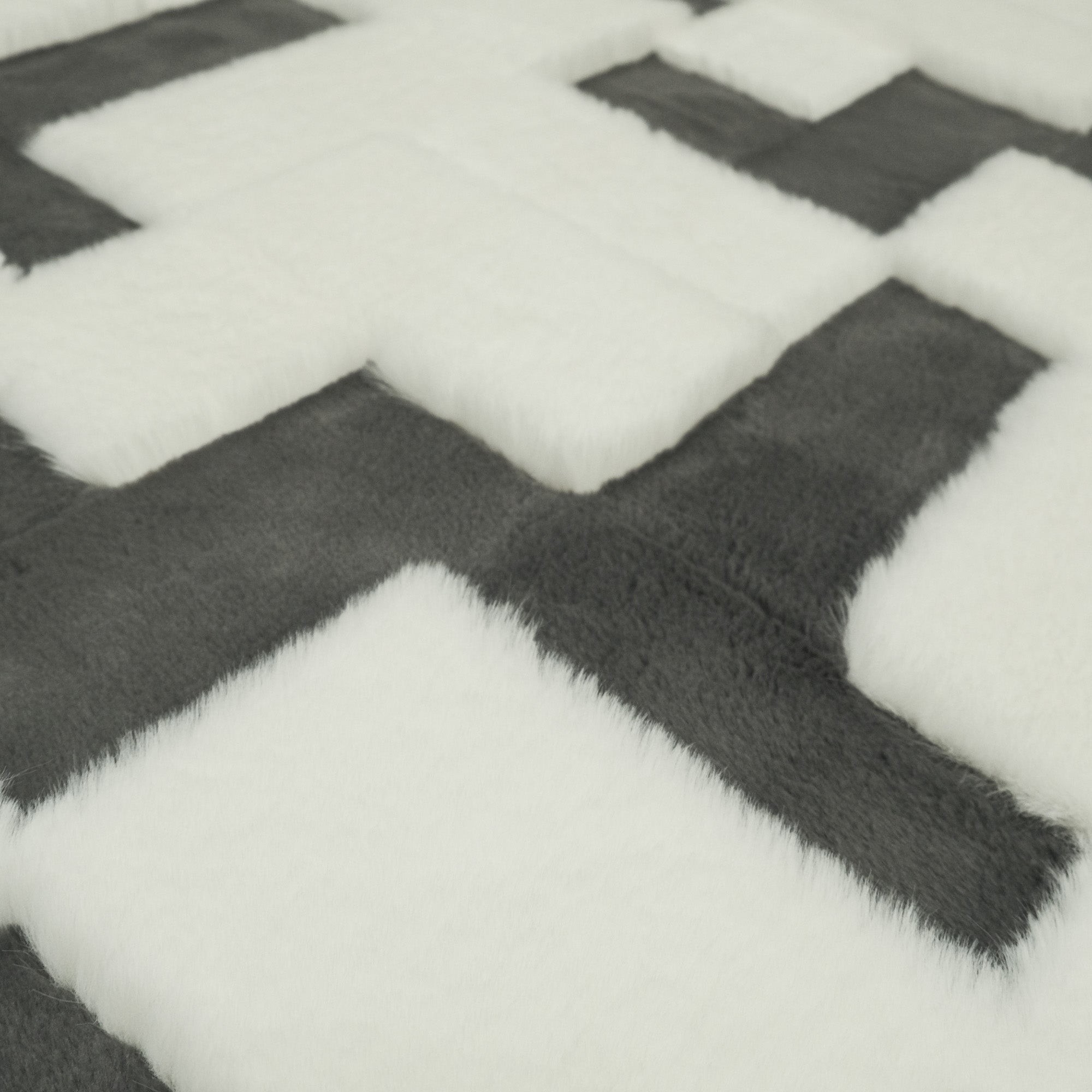 Geometric Patterned Plush Sheepskin Rug