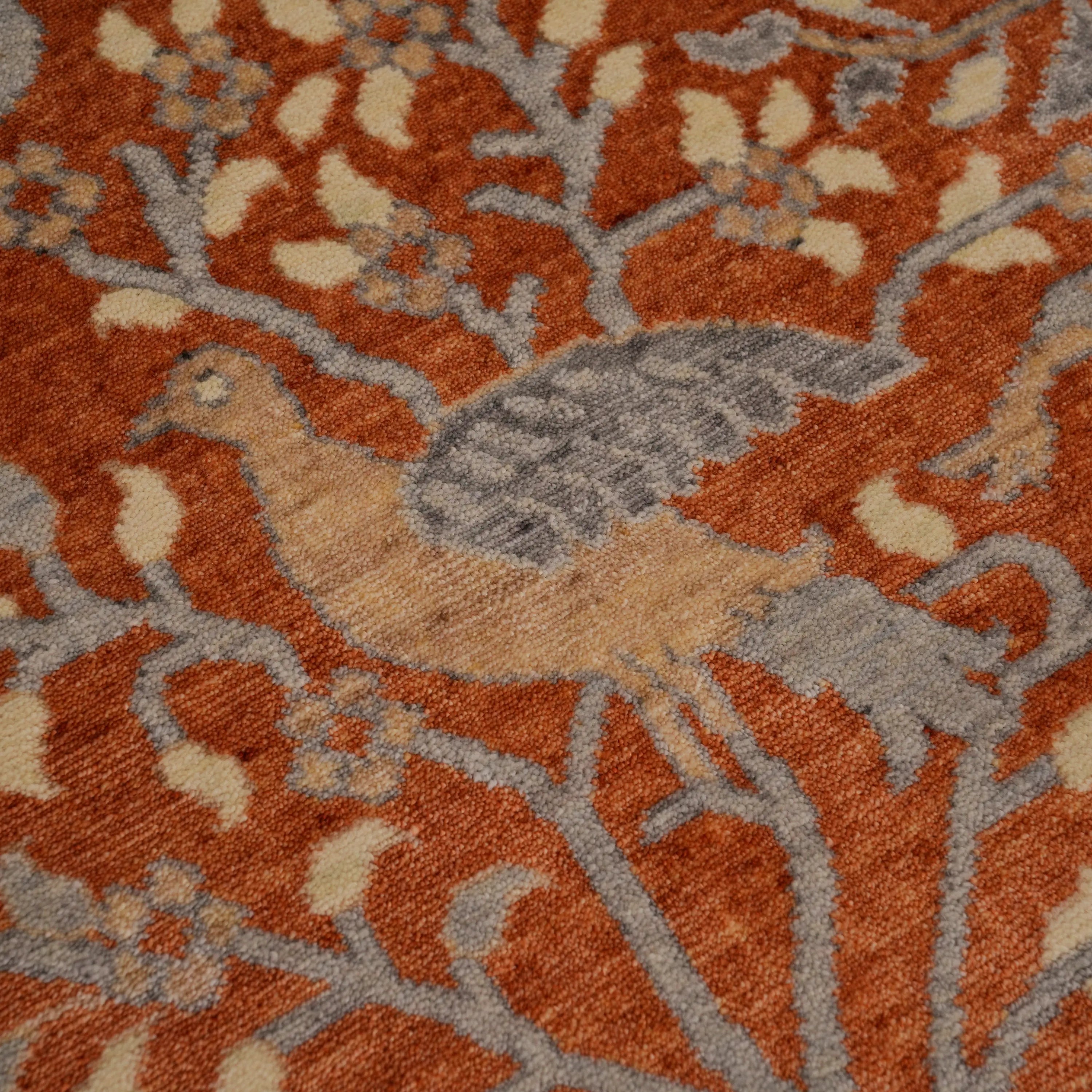 Günyolu Serisi Çiçek Desenli Terra Tezgah Dokuma Doğal Halı