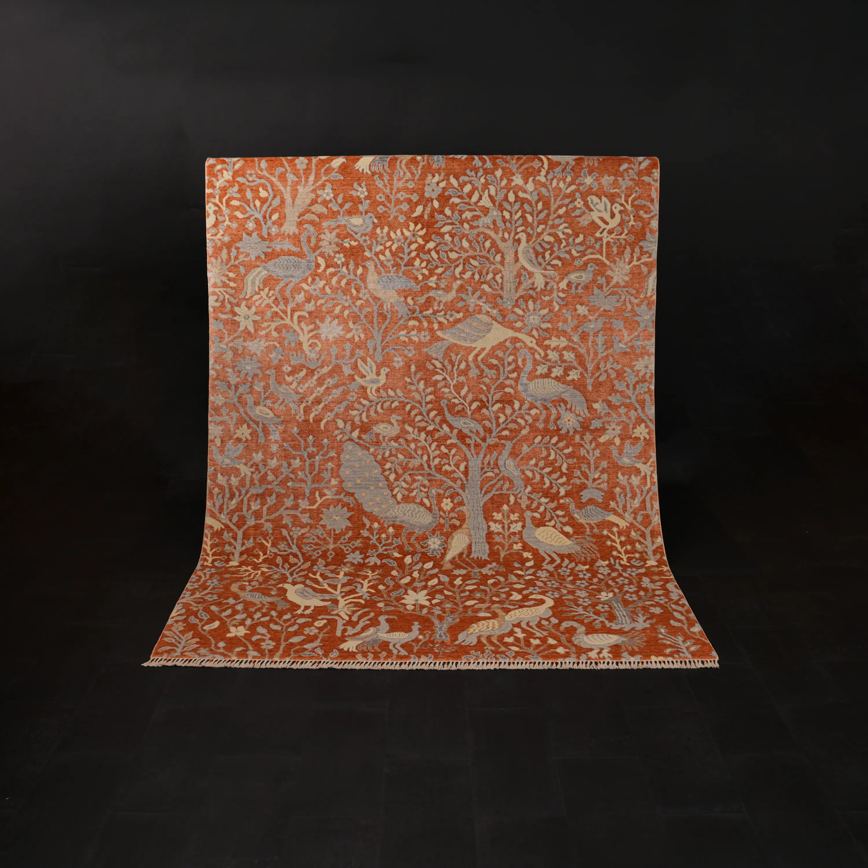 Günyolu Serisi Çiçek Desenli Terra Tezgah Dokuma Doğal Halı