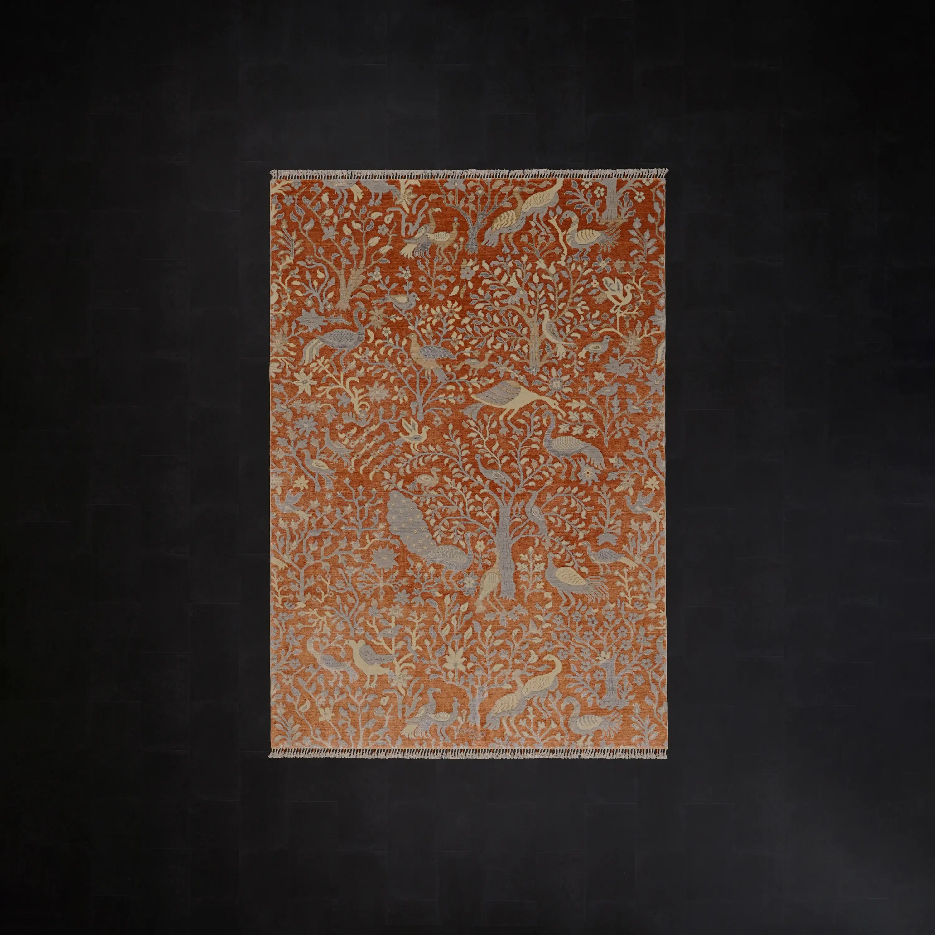 Günyolu Serisi Çiçek Desenli Terra Tezgah Dokuma Doğal Halı