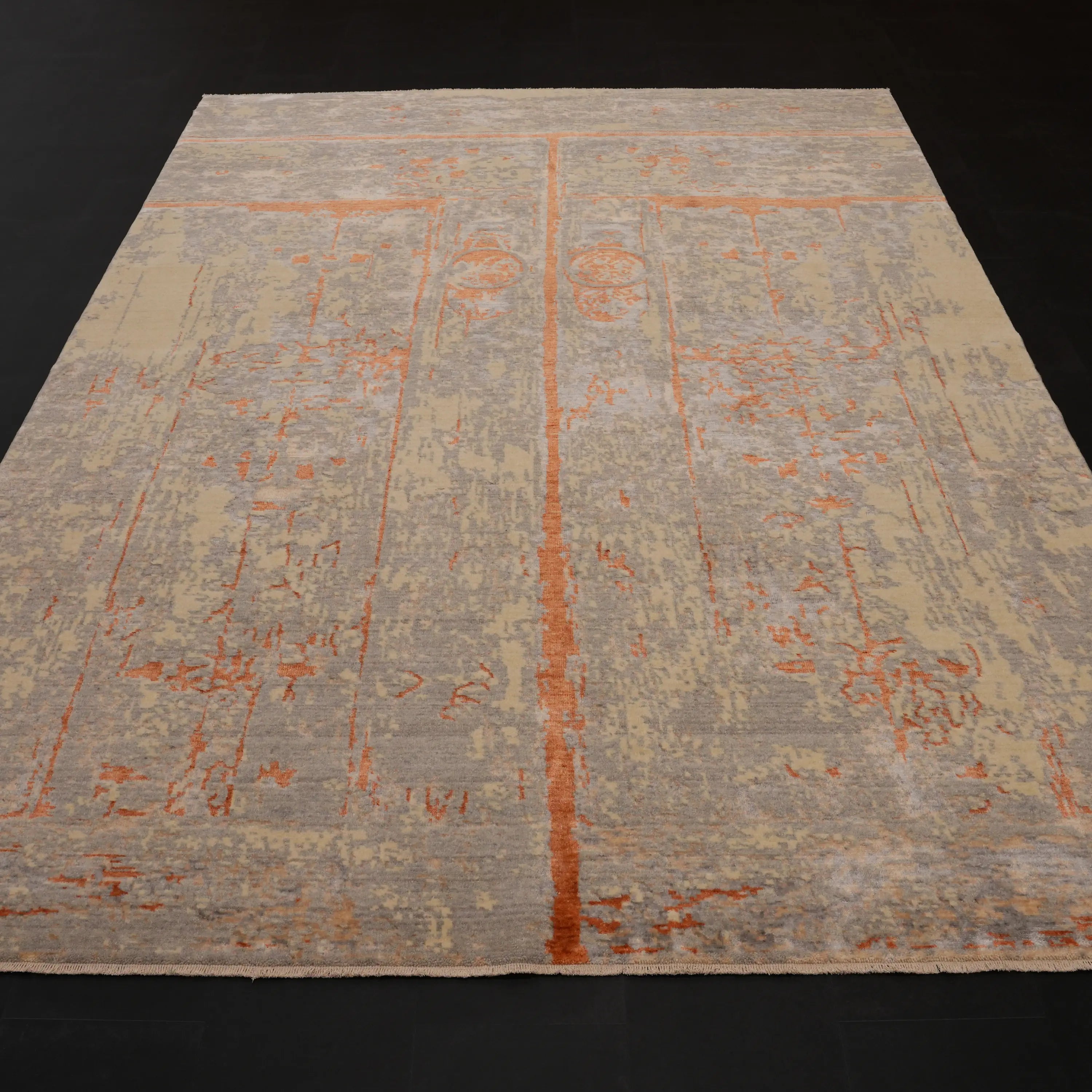 Günyolu Series Eğin (Kemaliye) Door Patterned Gray Loom-Woven Natural Rug