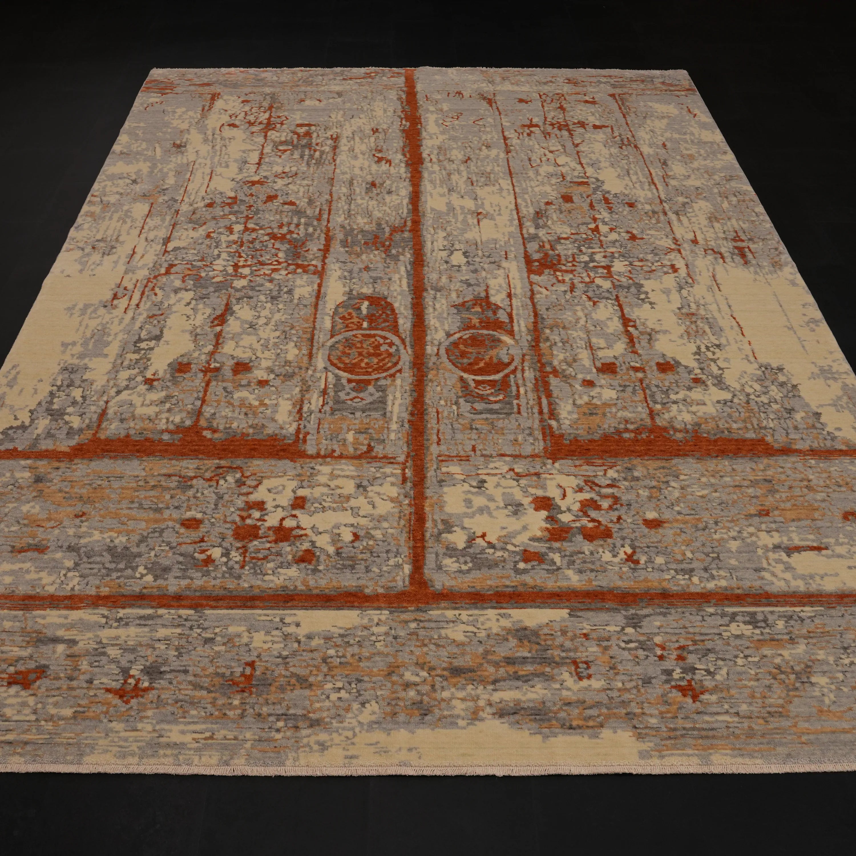 Günyolu Serisi Eğin (Kemaliye) Kapı Desenli Gri Tezgah Dokuma Doğal Halı