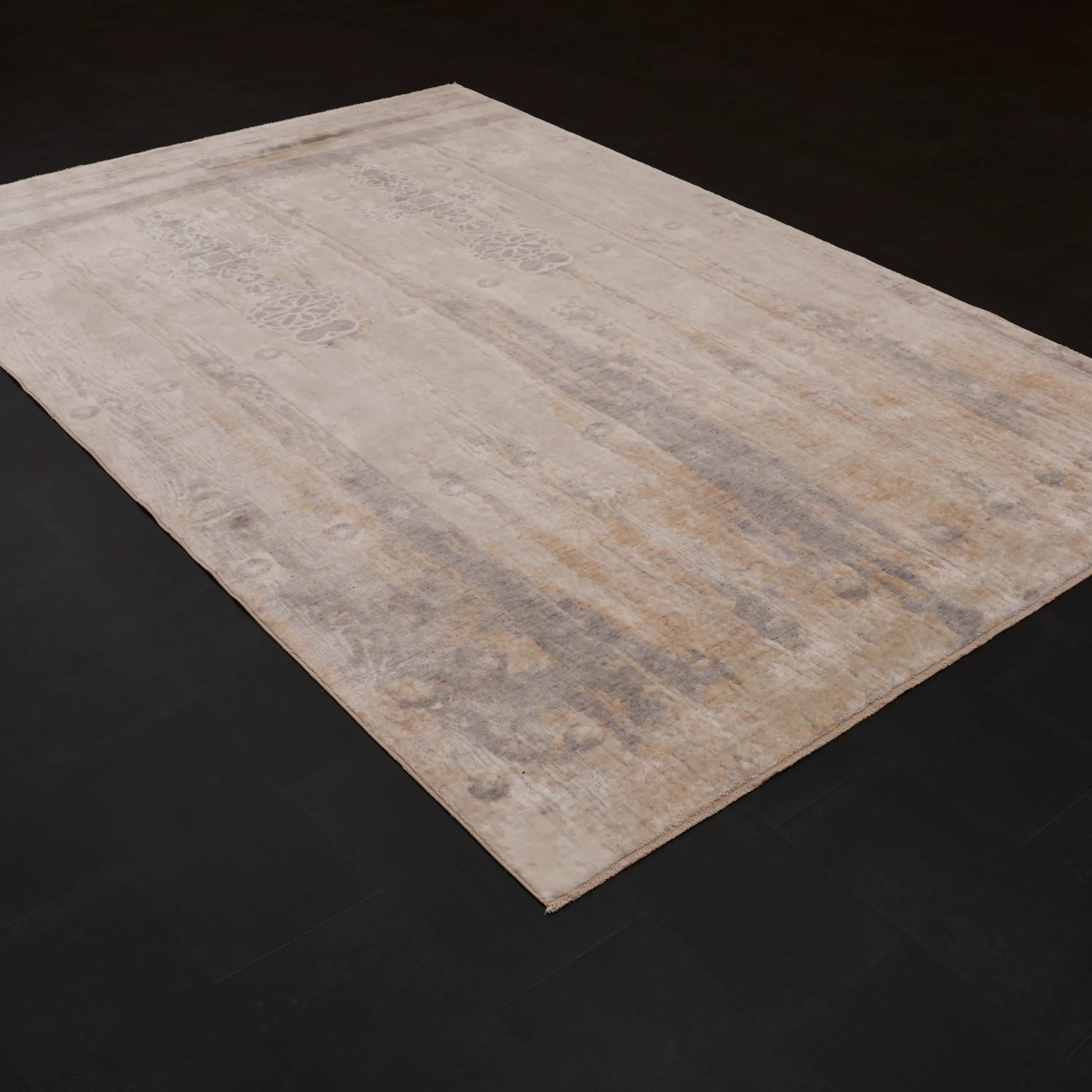 Günyolu Series Eğin (Kemaliye) Door Patterned Mink Loom-Woven Natural Rug