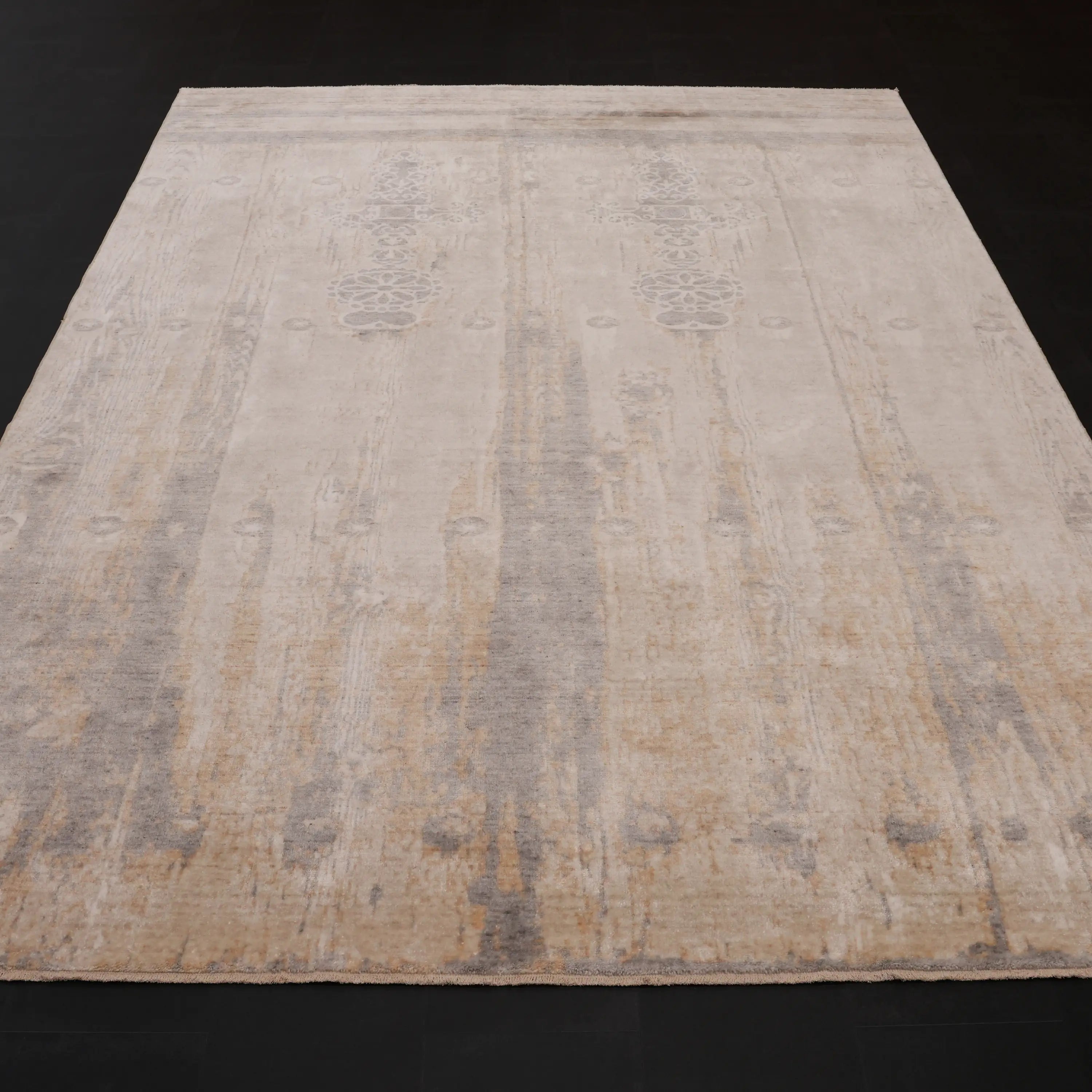Günyolu Series Eğin (Kemaliye) Door Patterned Mink Loom-Woven Natural Rug