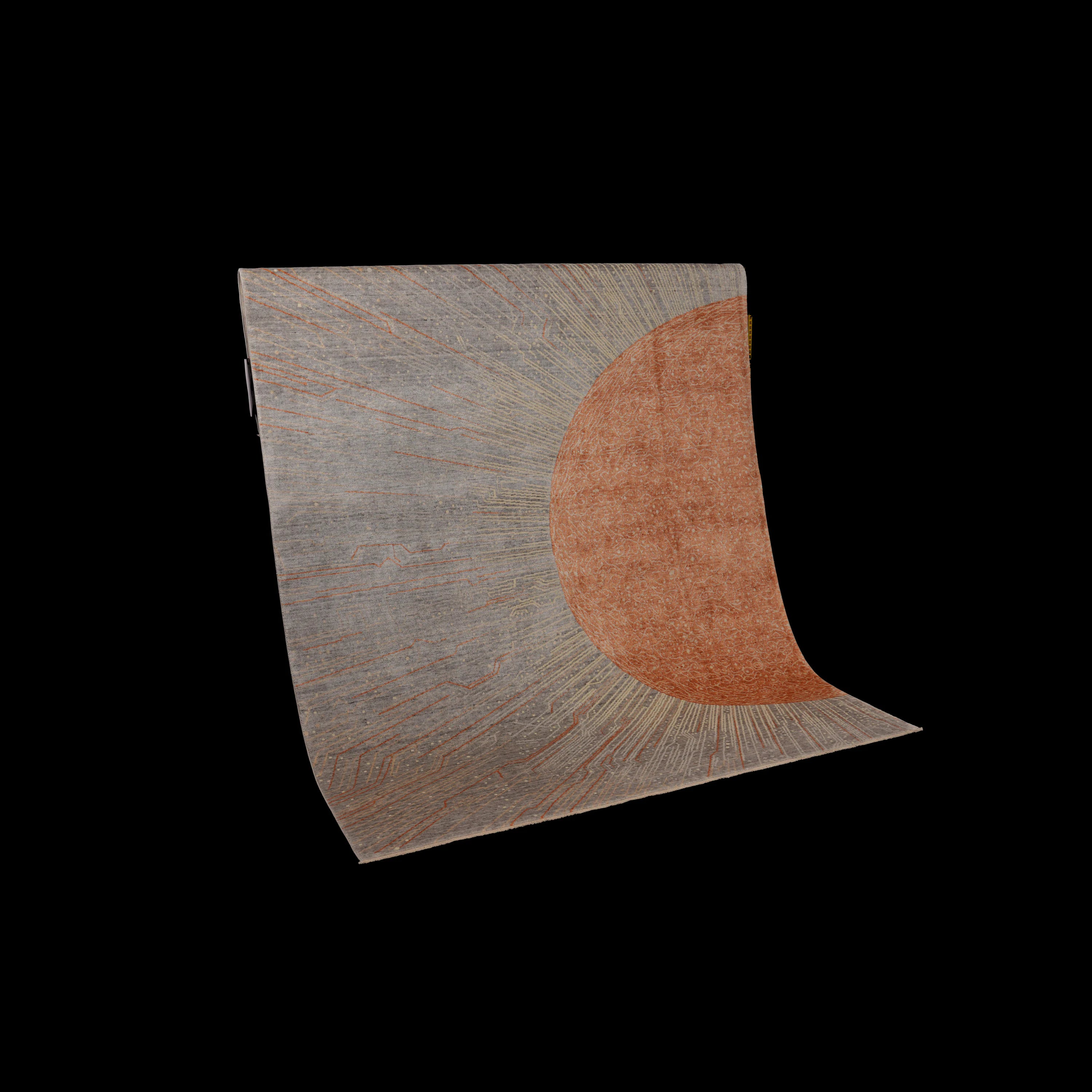 Günyolu Serisi Gri Soyut Desenli Tezgah Dokuma Doğal Halı