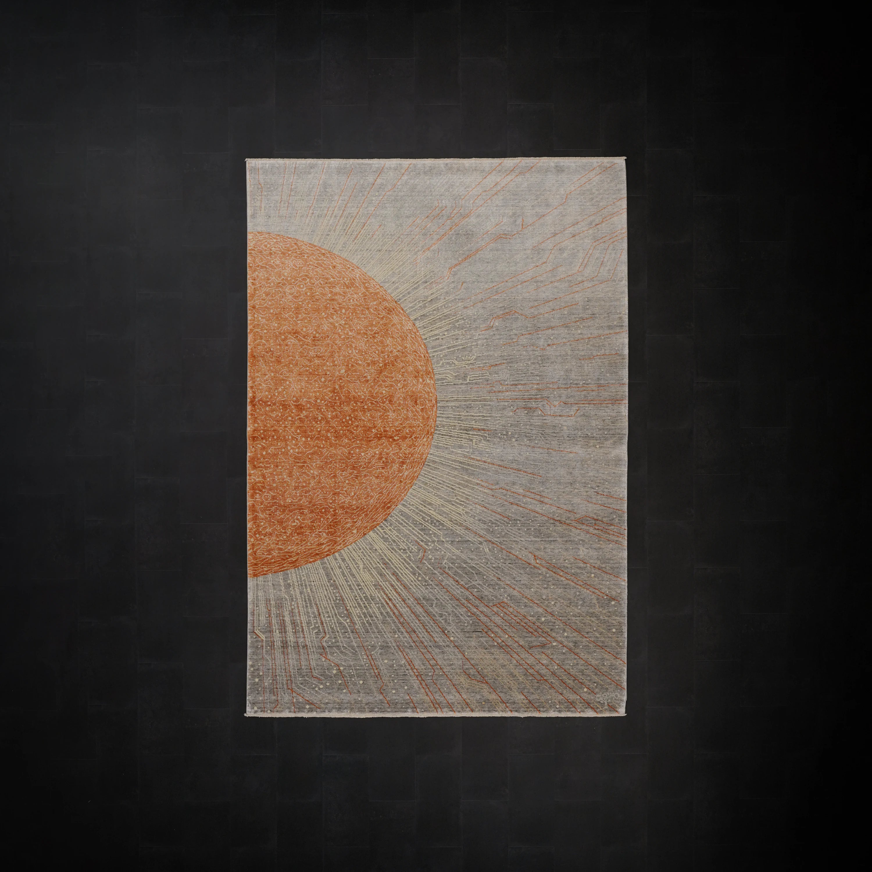 Günyolu Serisi Gri Soyut Desenli Tezgah Dokuma Doğal Halı