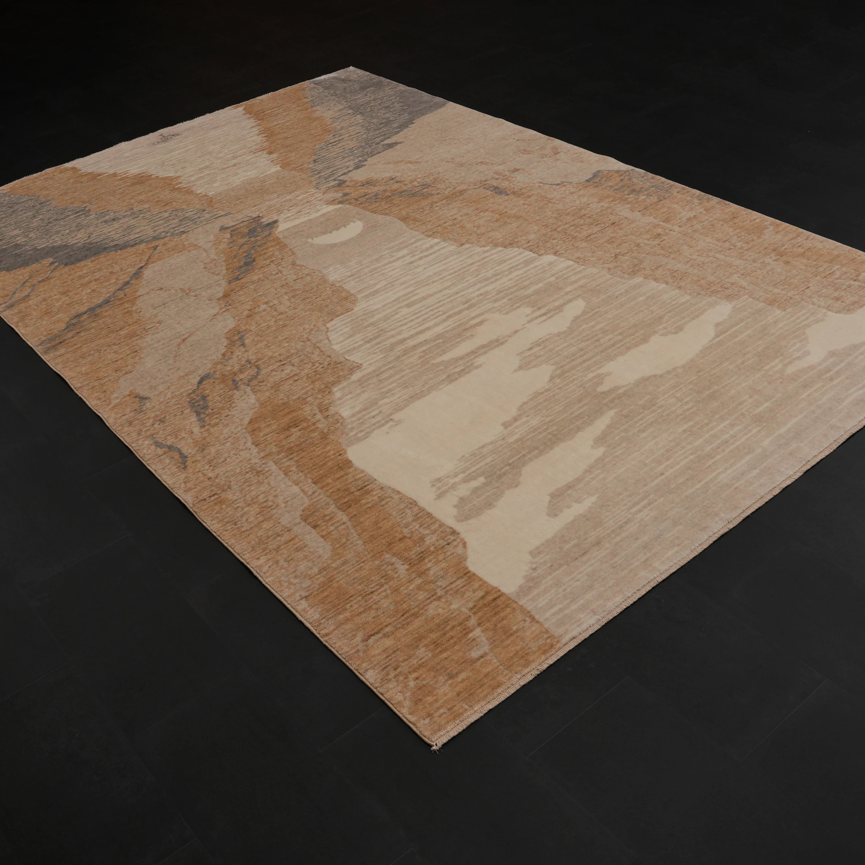 Günyolu Series Kemaliye Dark Canyon Patterned Beige Loom-Woven Natural Rug