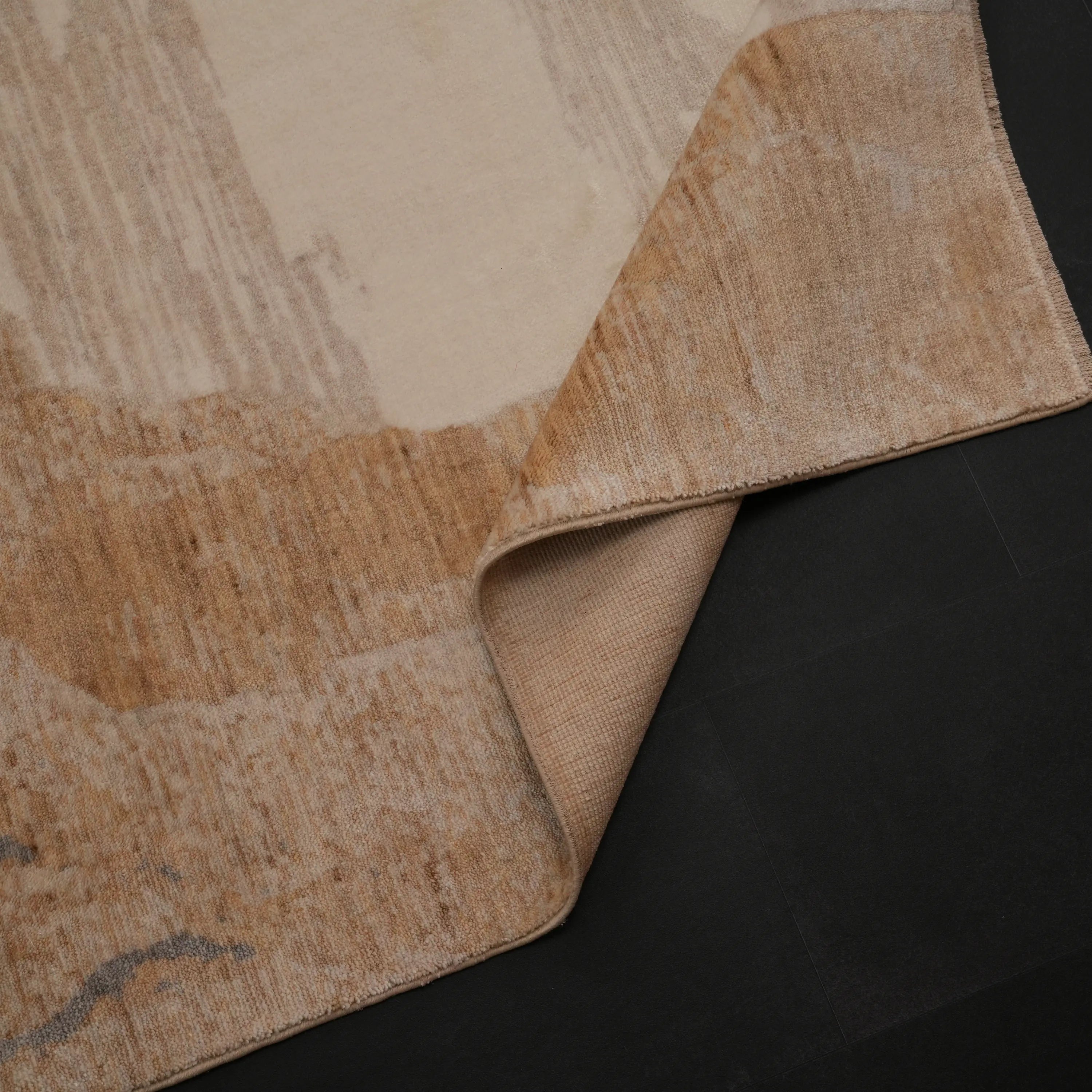 Günyolu Serisi Kemaliye Karanlık Kanyon Desenli Bej Tezgah Dokuma Doğal Halı