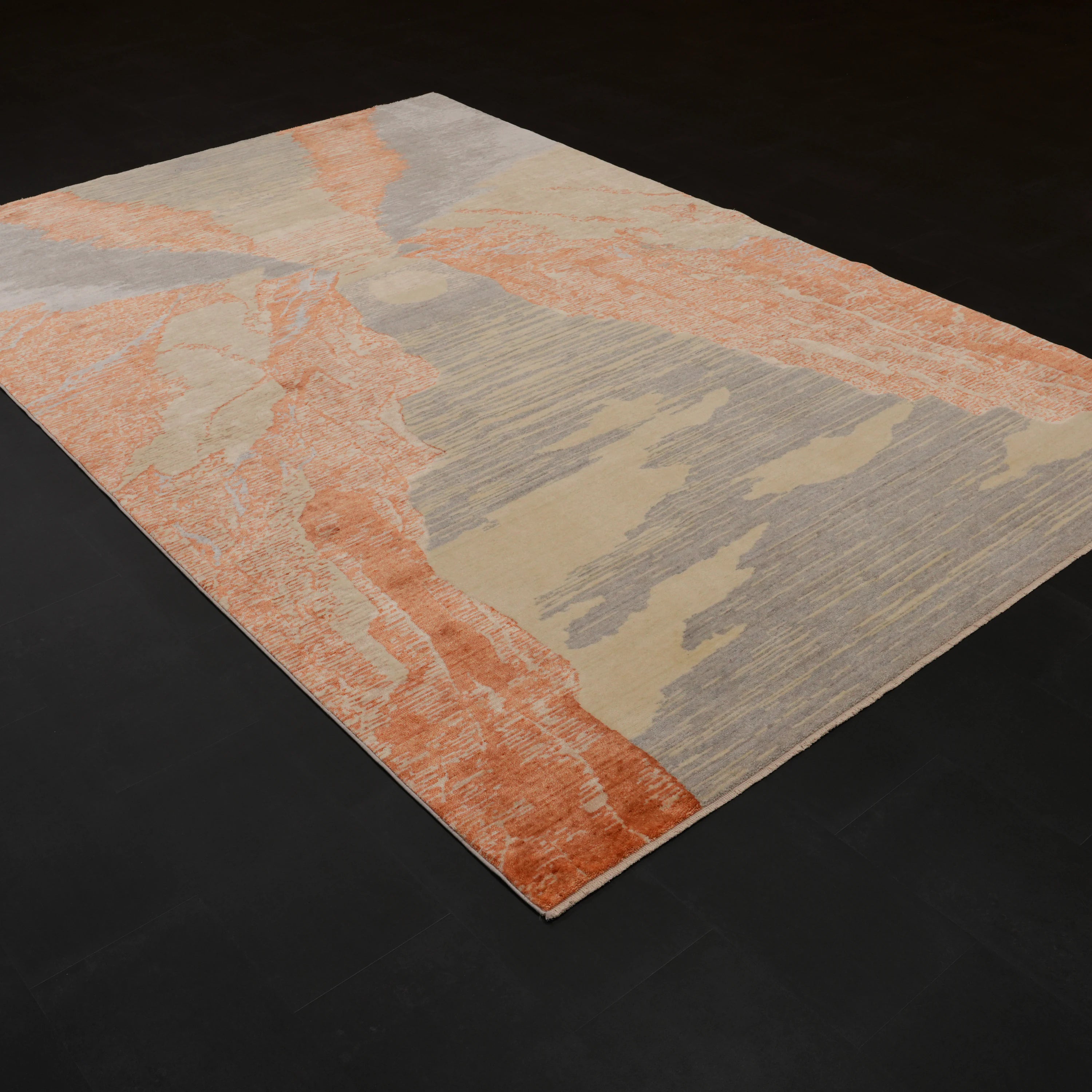 Günyolu Series Kemaliye Dark Canyon Patterned Terra Loom-Woven Natural Rug