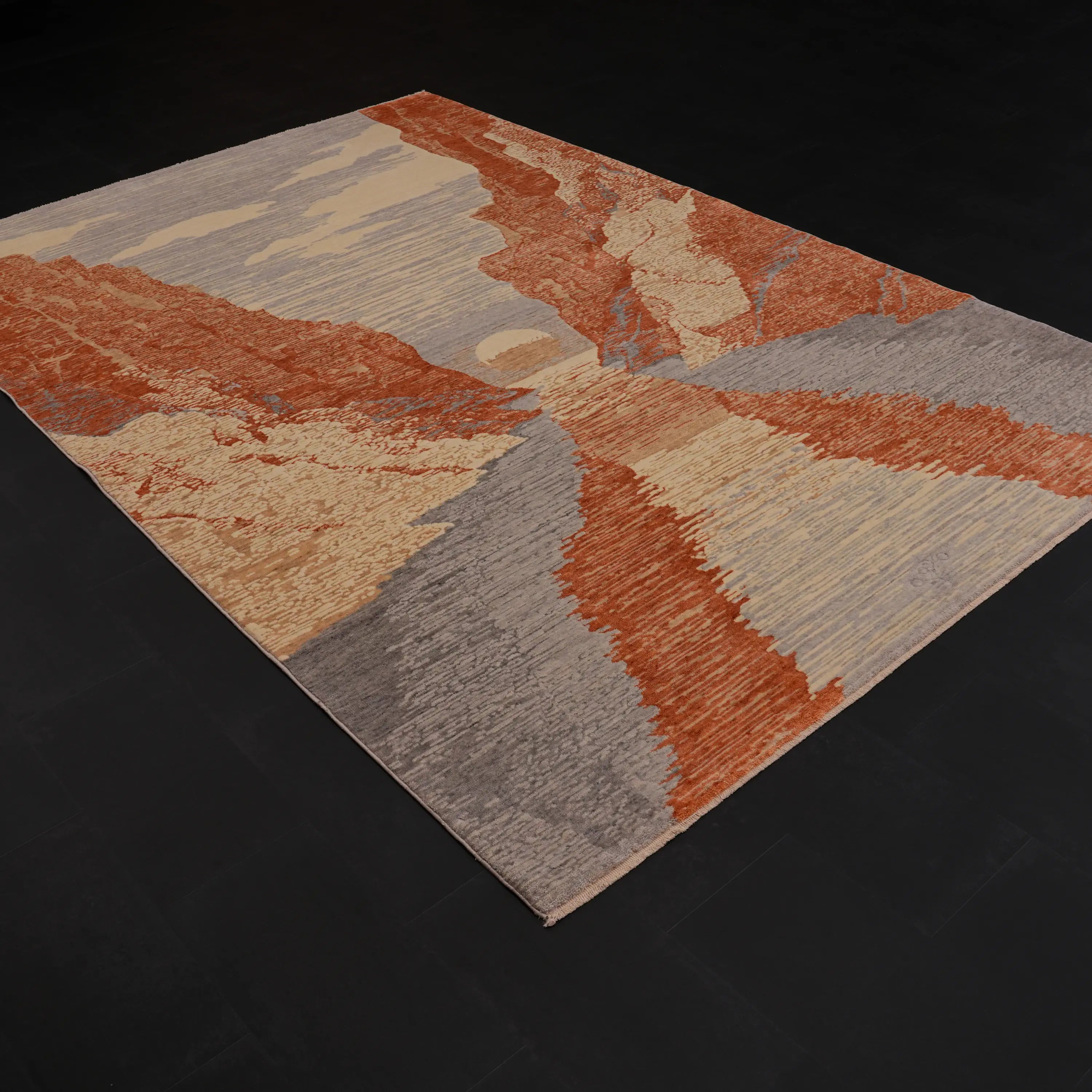 Günyolu Serisi Kemaliye Karanlık Kanyon Desenli Terra Tezgah Dokuma Doğal Halı