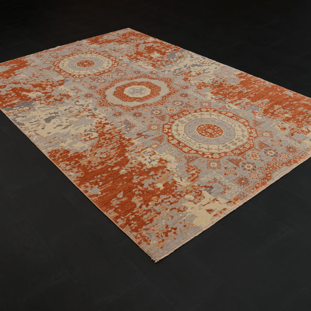 Günyolu Serisi Memlük Desenli Terra Tezgah Dokuma Doğal Halı, terra, 200x300 cm — Halıcızade