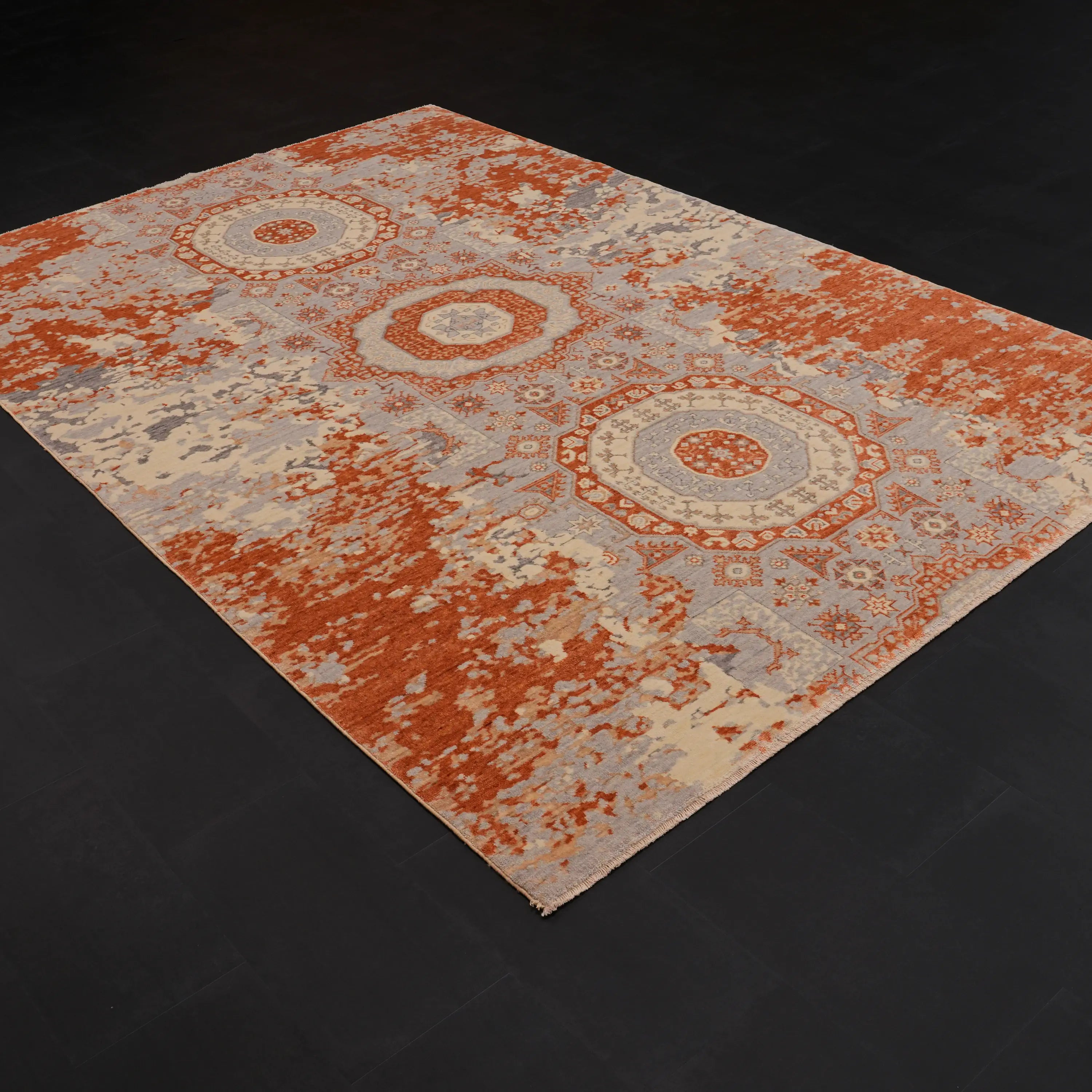 Günyolu Serisi Memlük Desenli Terra Tezgah Dokuma Doğal Halı