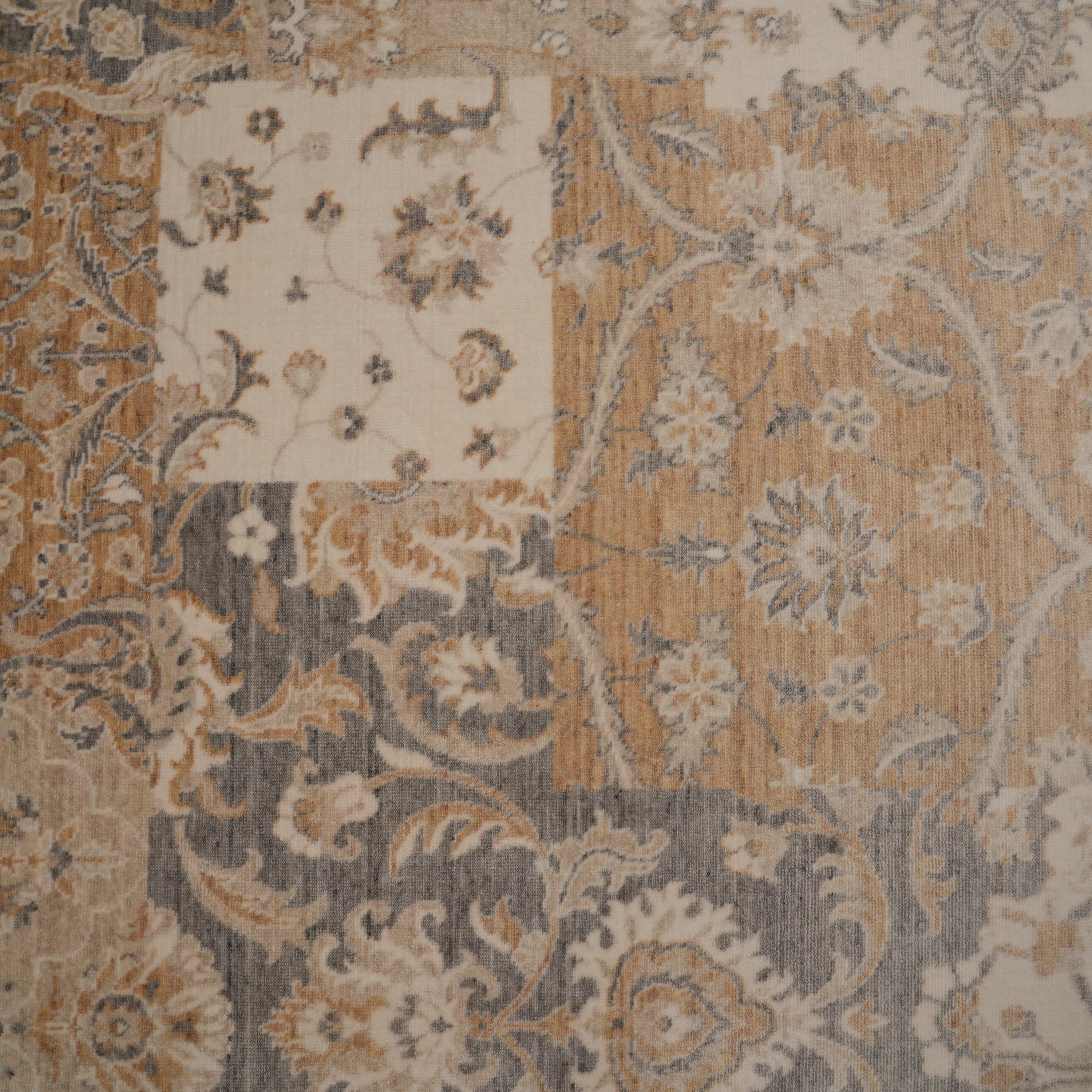 Günyolu Series Patchwork Patterned Beige Loom-Woven Natural Rug