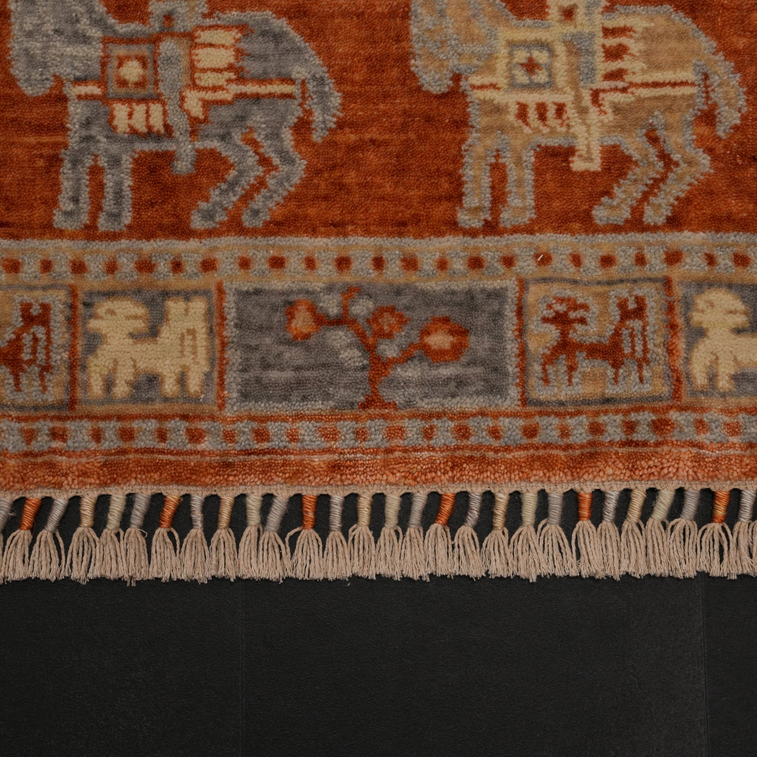 Günyolu Series Pazırık Patterned Terra Loom-Woven Natural Rug